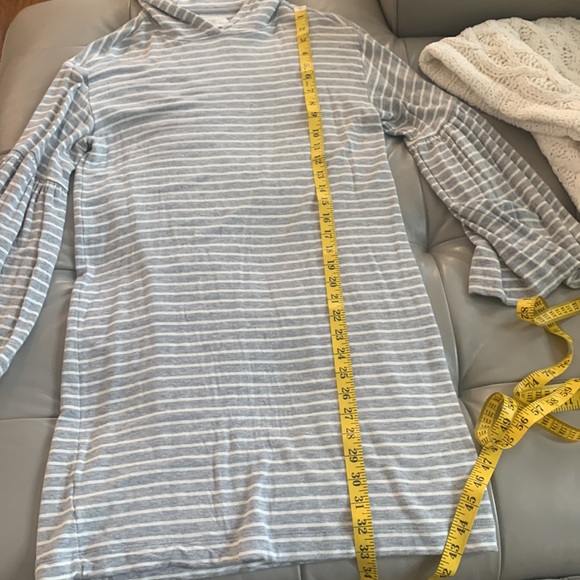 Gray White Striped Jersey-Knit Dress with Hood - Picture 8 of 9